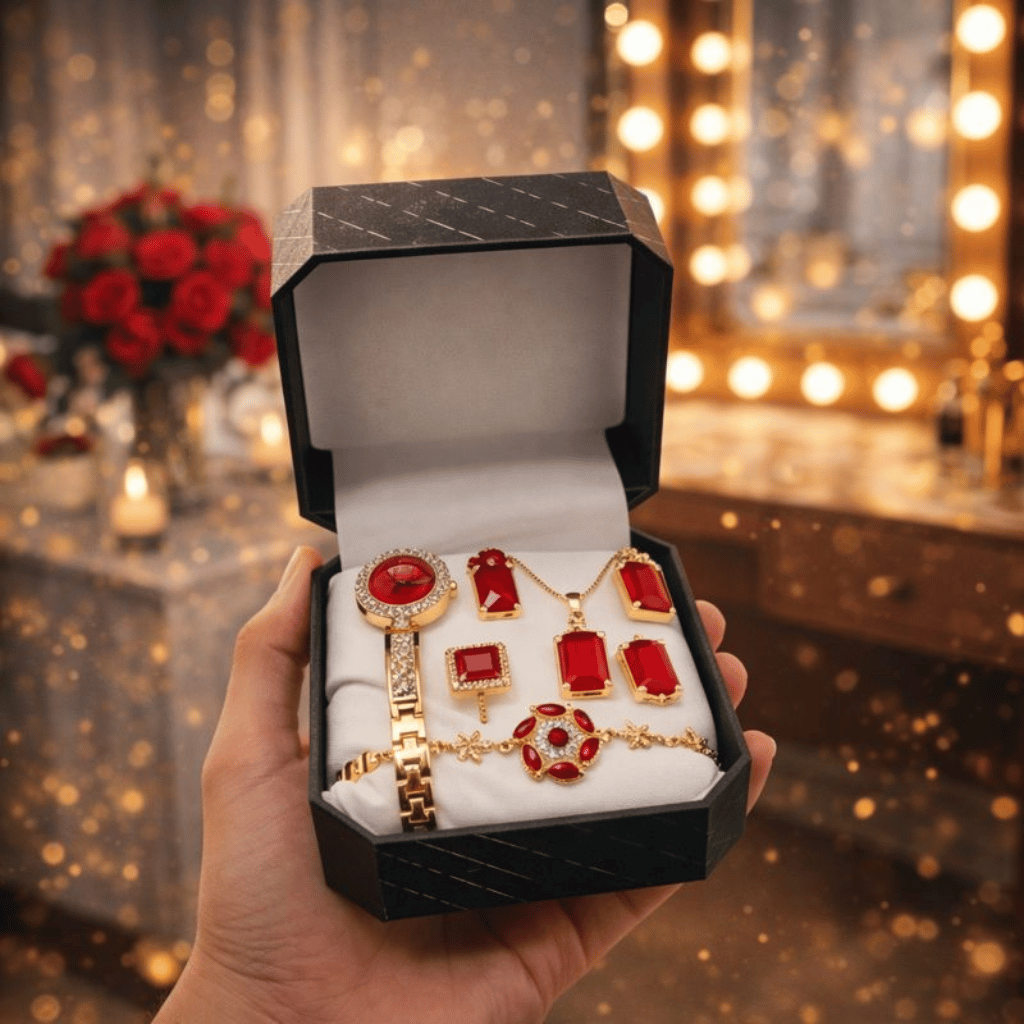 Women Jewellery Set For Ladies Watch Elegant Stylish Durable Quality (With Box)