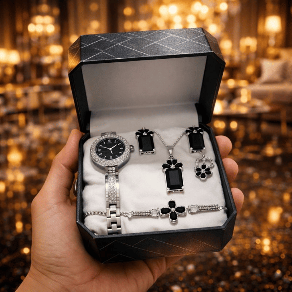 Women Jewellery Set For Ladies Watch Elegant Stylish Durable Quality (With Box)