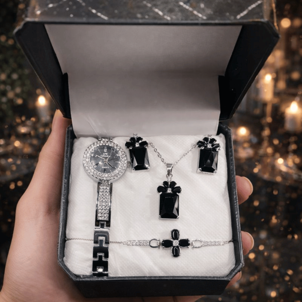 Women Jewellery Set For Ladies Watch Elegant Stylish Durable Quality (With Box)