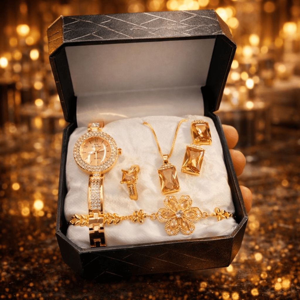 Women Jewellery Set For Ladies Watch Elegant Stylish Durable Quality (With Box)