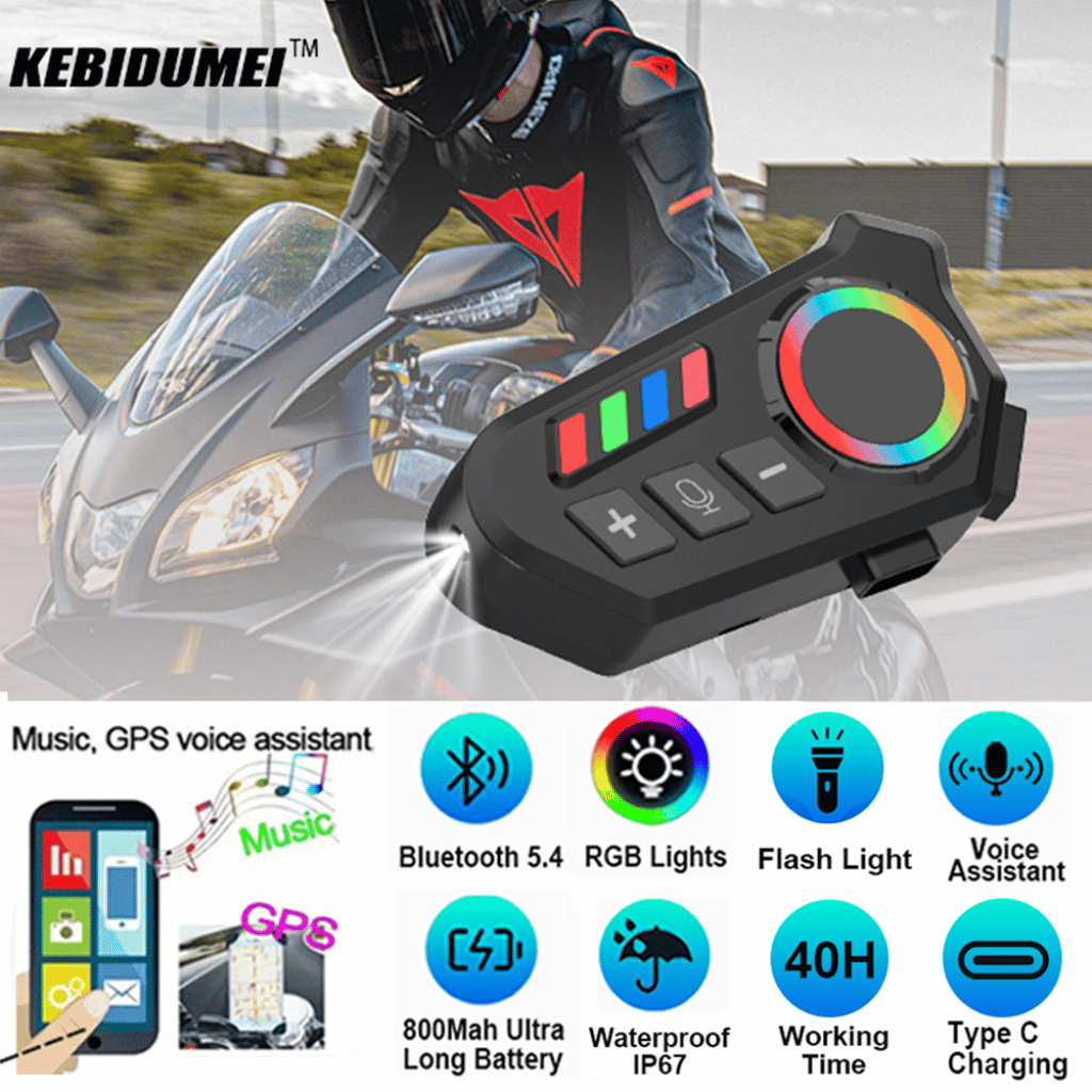K06A Helmet Wireless Earphone Bluetooth Helmet Intercom Headset with RGB Control