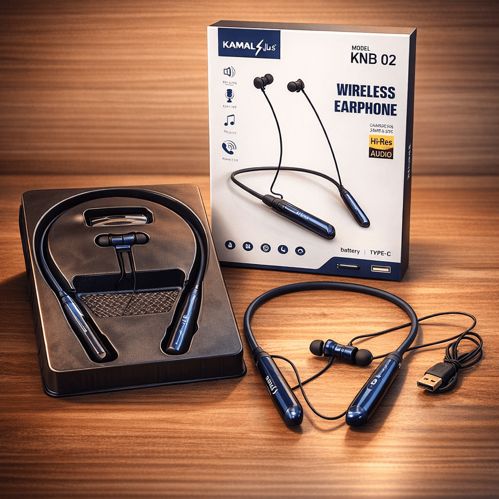 Kamal KNB 02 Wireless Neckband Earphone Stylish Comfortable Durable Design With Clear Sound