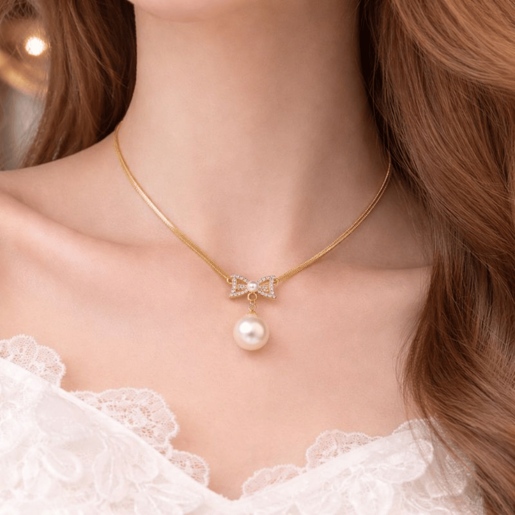Knot Pearl Necklace Party Jewelry Gifts for Women