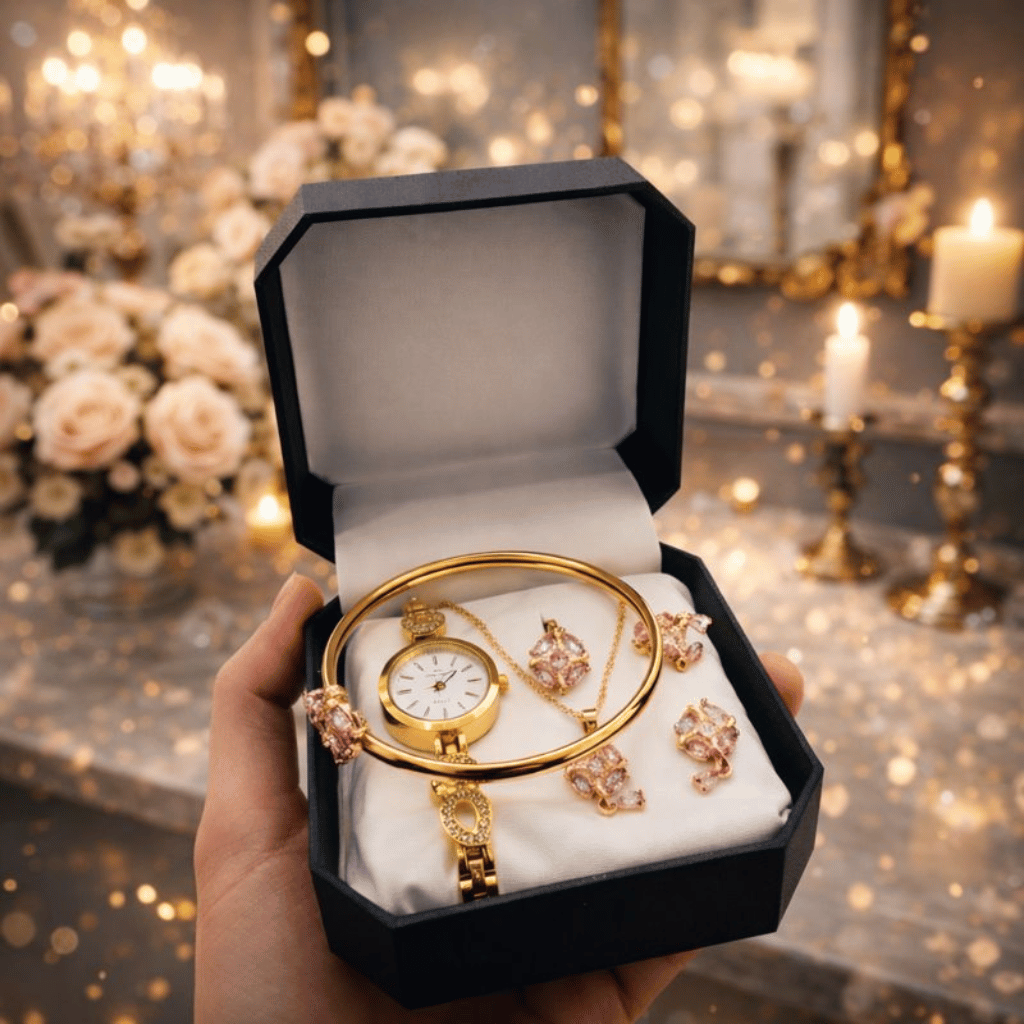 Ladies Watch With Jewellery Set & Bangle Elegant Stylish Durable Quality Timeless Design (With Box)