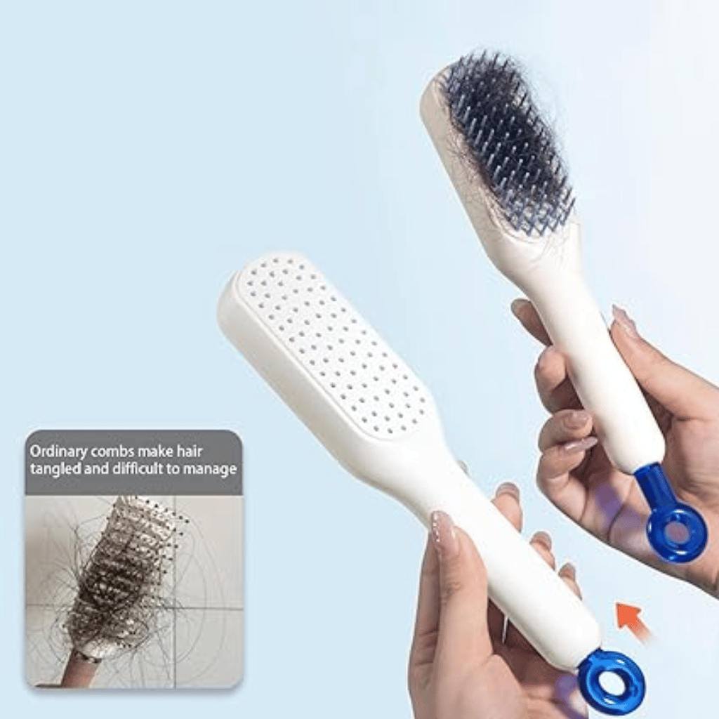 Magic Retractable Comb Self Cleaning Hair Brush Massage (Random Color)