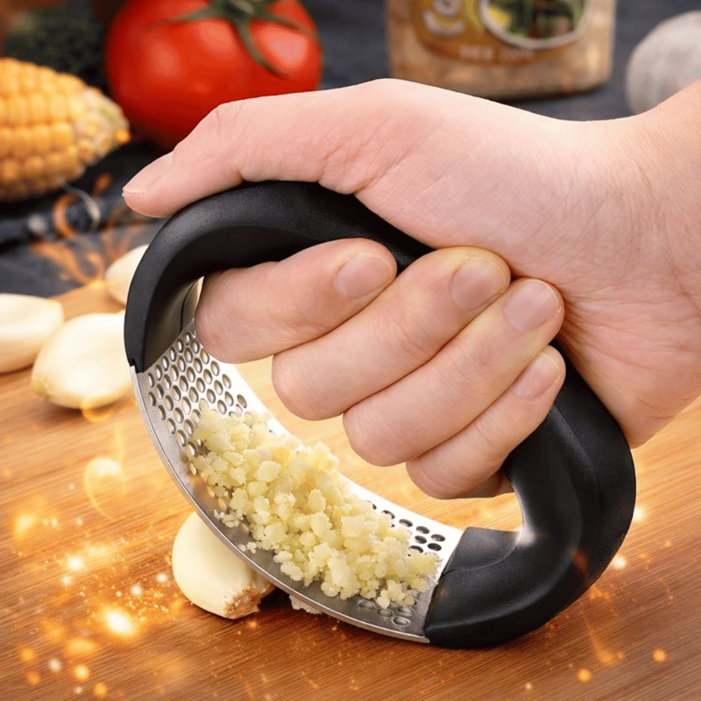 Manual Garlic Press Rocker with Handle – Stainless Steel