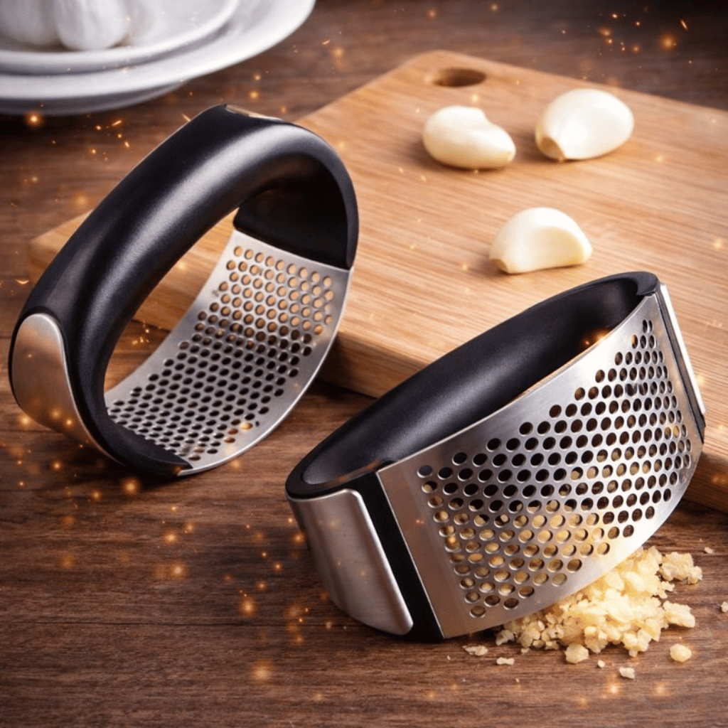 Manual Garlic Press Rocker with Handle – Stainless Steel