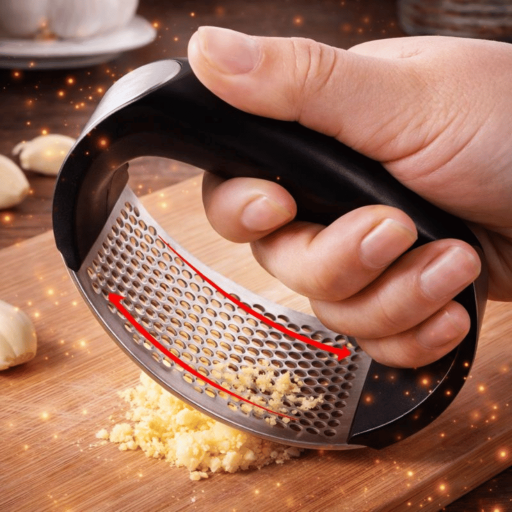 Manual Garlic Press Rocker with Handle – Stainless Steel