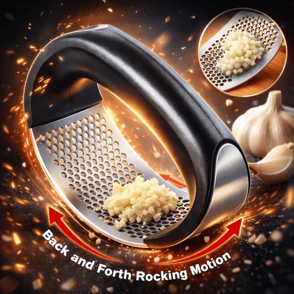 Manual Garlic Press Rocker with Handle – Stainless Steel