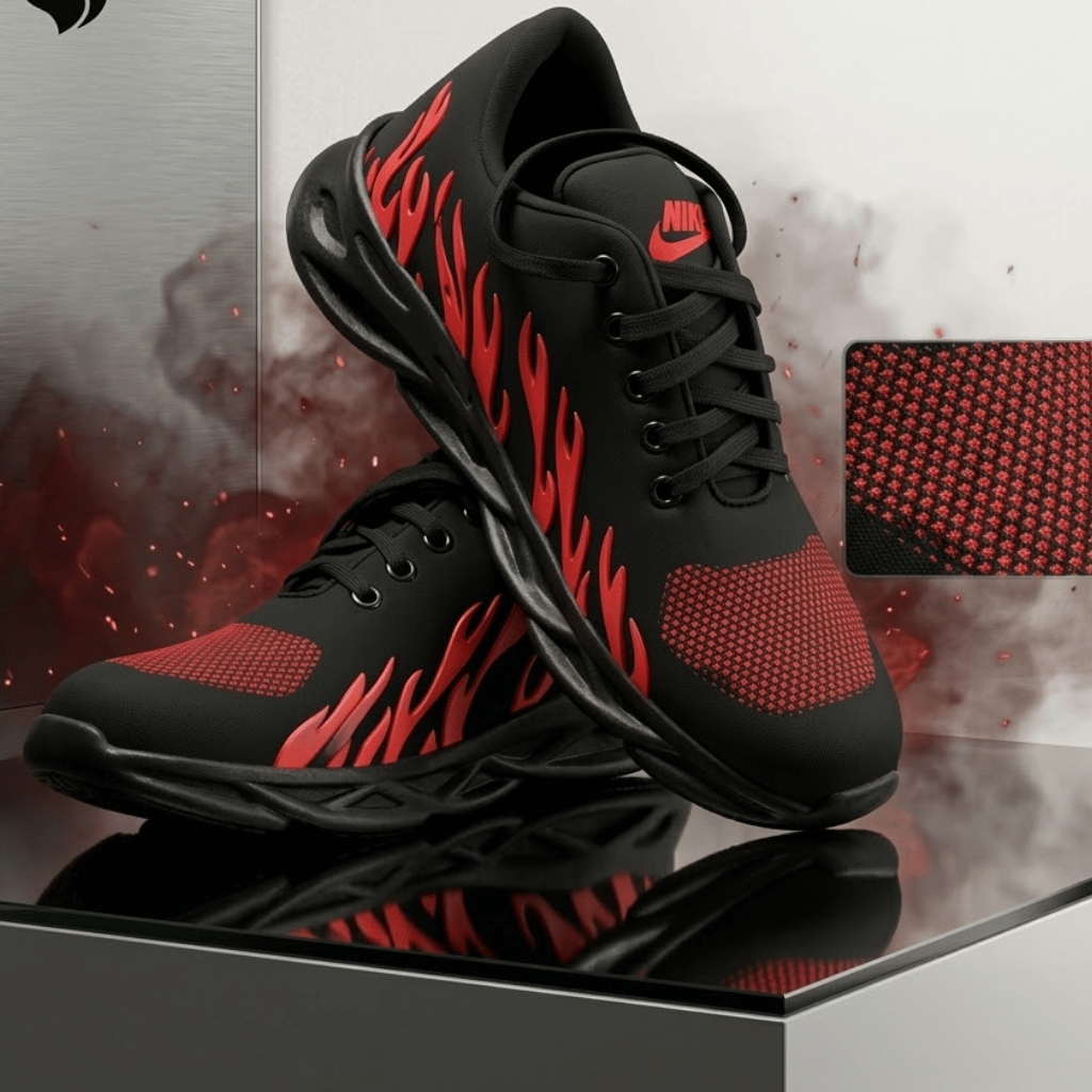 Men's Rubber Comfortable Joggers Red Fire