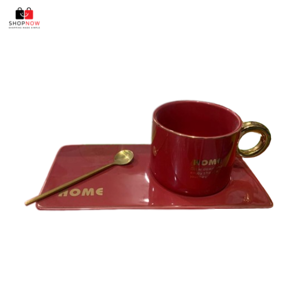 Mug with Plate and Spoon