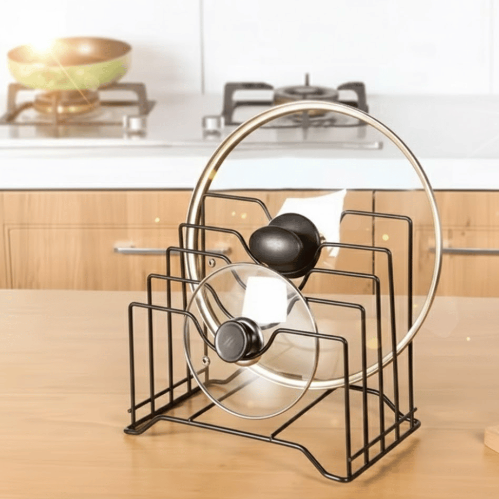 Multi Functional Kitchen Cutting Board And Pot Lid Organizer Rack Durable Space Saving Storage