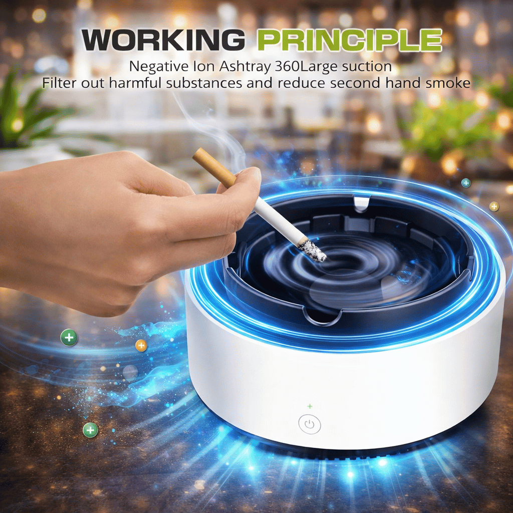 Multifunctional Smokeless Ashtray, Air Purifier Ashtray with Filter