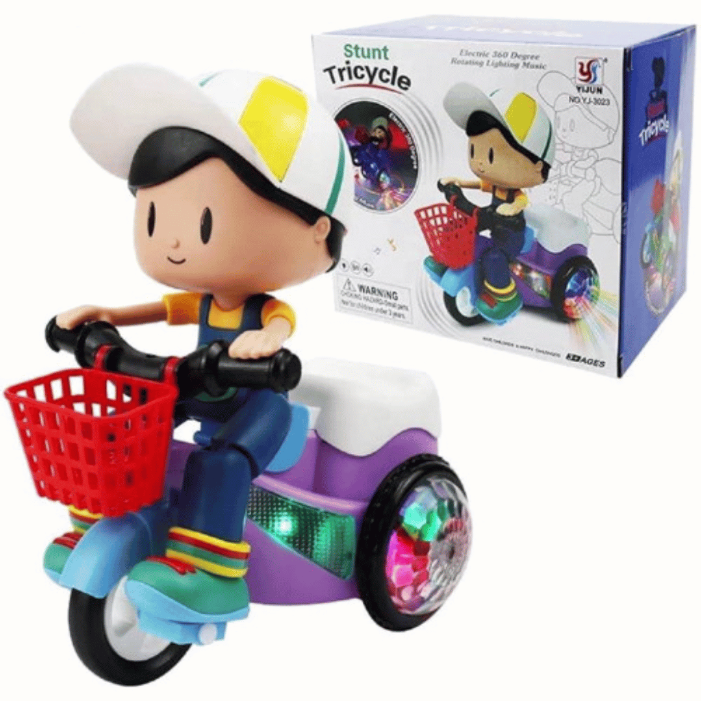 Musical Stunt Tricycle Toy Bike for Kids with 360° Rotation, 3D Flashing Lights