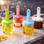 Oil Bottle with Silicone Brush – Durable Kitchen Tool for Easy Cooking and Baking Use.( Random Color)