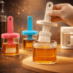 Oil Bottle with Silicone Brush – Durable Kitchen Tool for Easy Cooking and Baking Use.( Random Color)