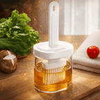 Oil Bottle with Silicone Brush – Durable Kitchen Tool for Easy Cooking and Baking Use.( Random Color)