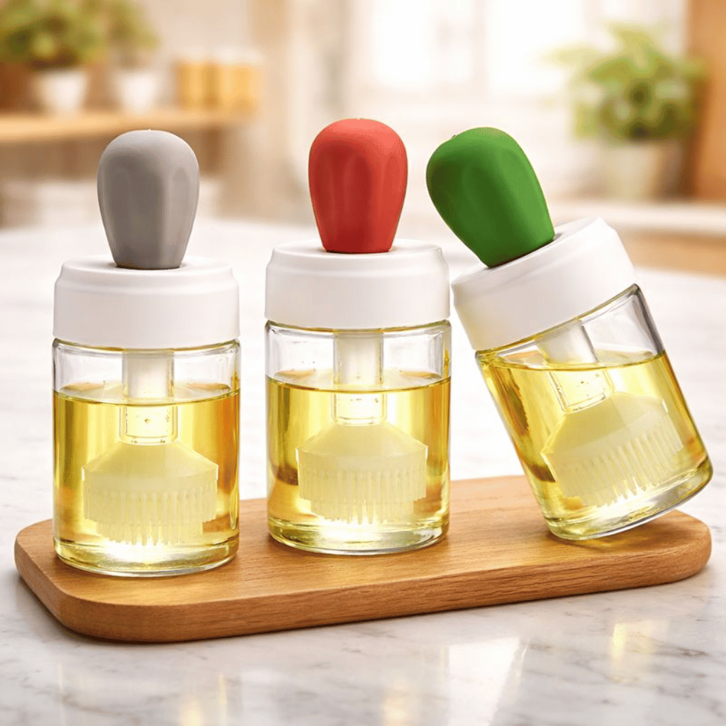 Oil Dispenser Bottle With Silicone Brush 2 In 1 Cooking Oil Tank