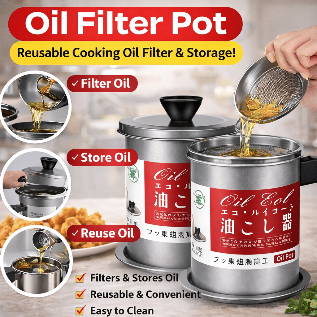 Oil Filter Pot Oil Strainer For Kitchen 1.4L (Without Box)