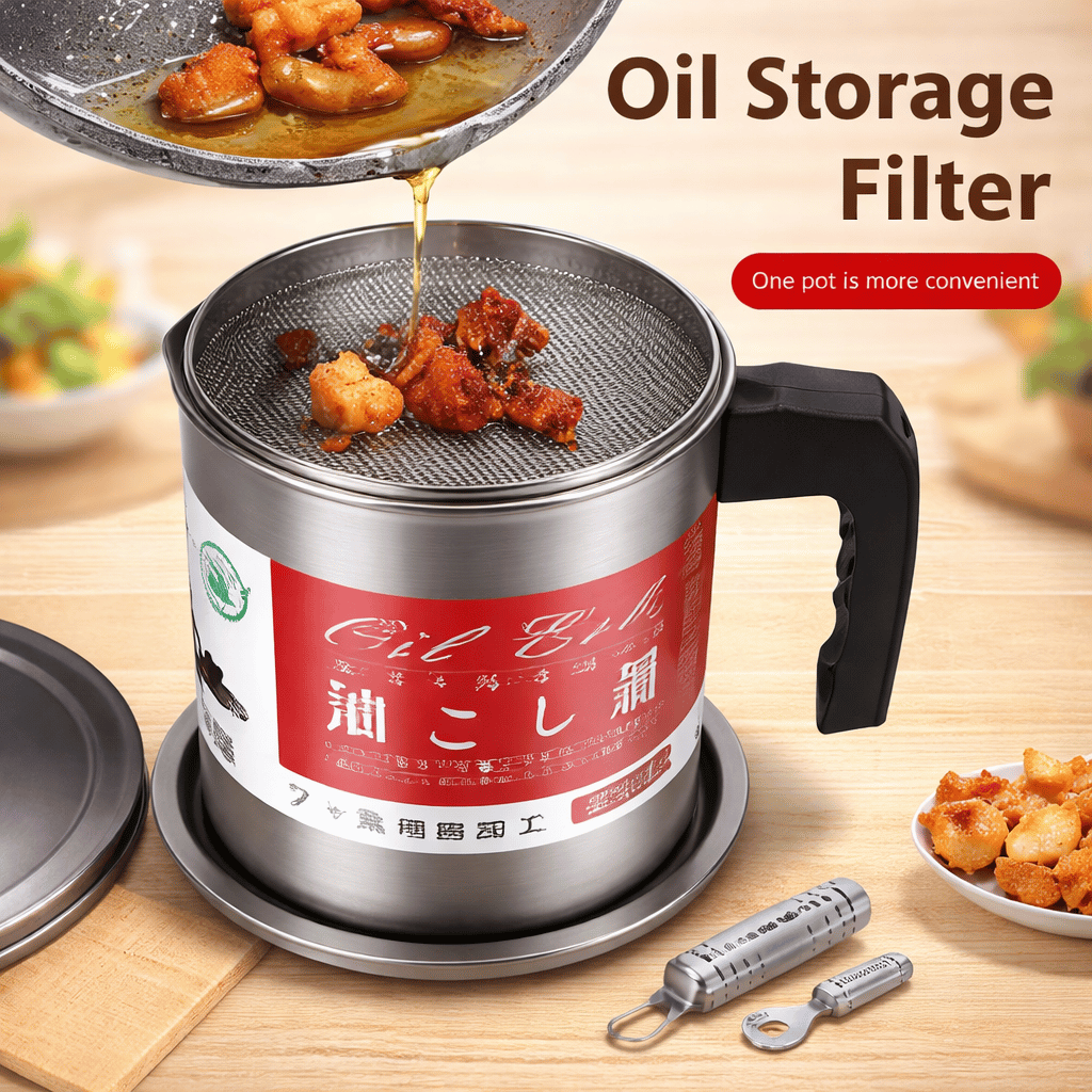 Oil Filter Pot Oil Strainer For Kitchen 1.4L (Without Box)