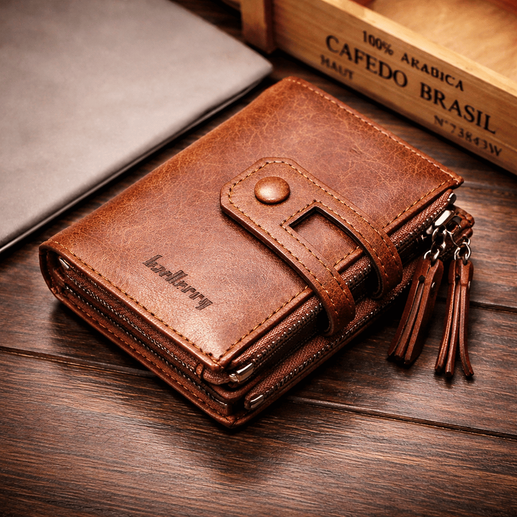 Original Buffalo Leather Trifold Wallet for Men