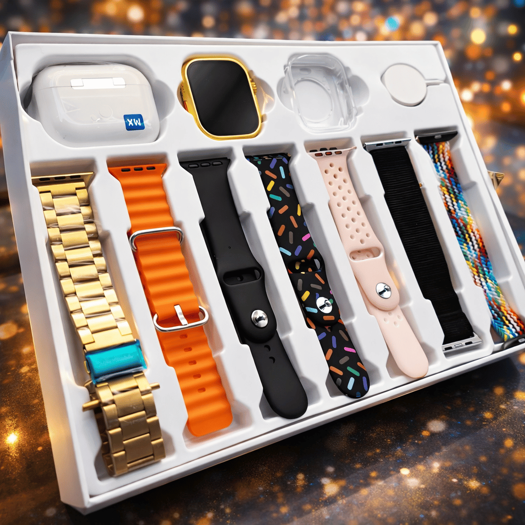 Original i20 Ultra Max Suit Smart Watch 10 in 1 Box 2.3 inch large Screen with 7 Strips Smart Watch With Airpords (Random Color)