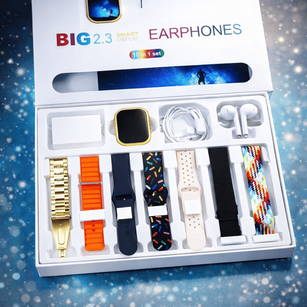 Original i20 Ultra Max Suit Smart Watch 10 in 1 Box 2.3 inch large Screen with 7 Strips Smart Watch With Airpords (Random Color)