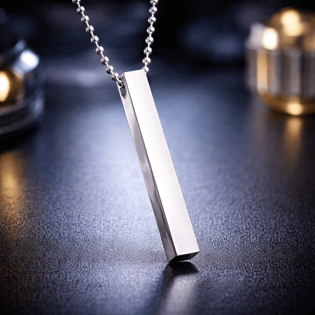 Pack Of 2 Boys Bar Necklace Stainless Steel