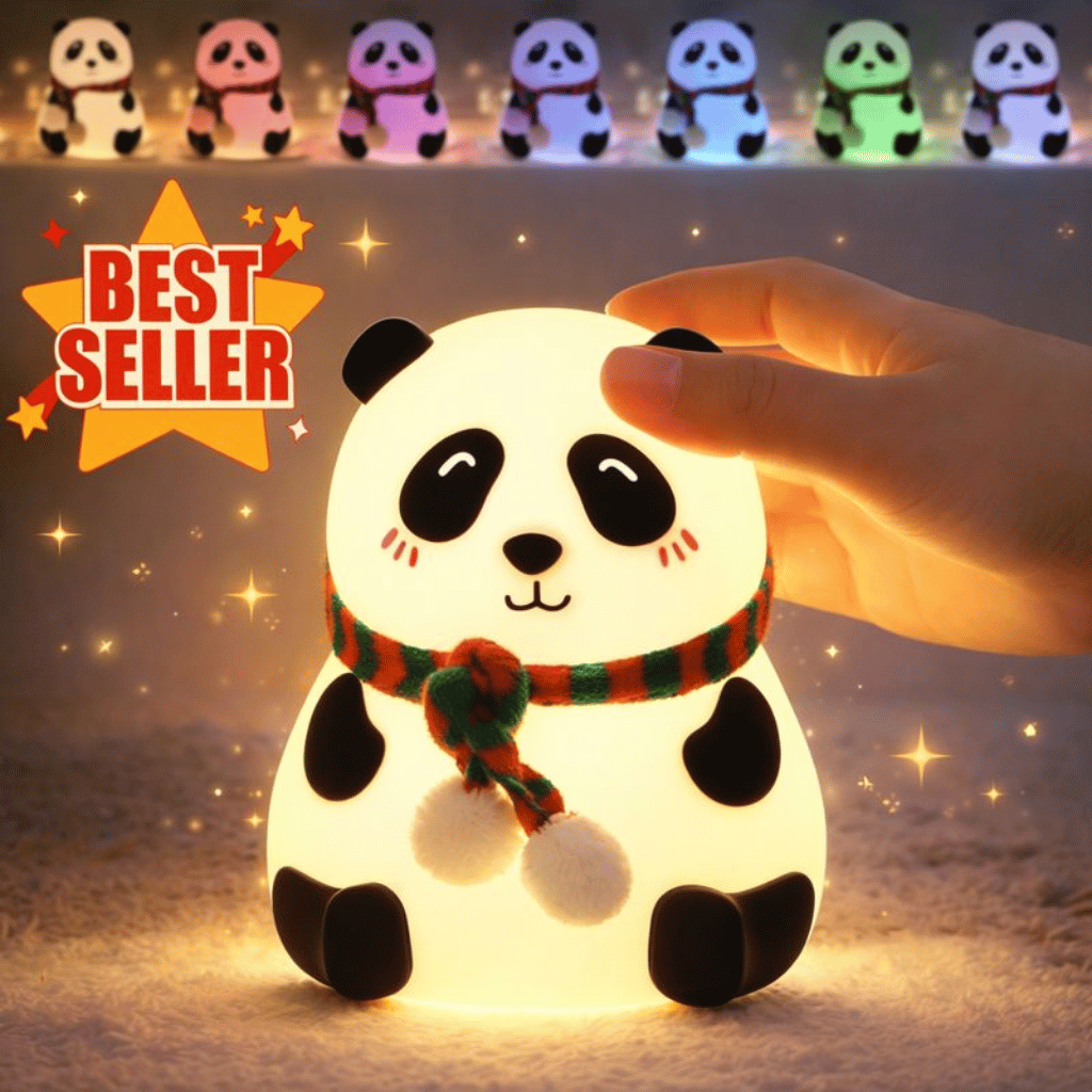 Panda Led Night Lamp | YH-608 Model |Soft Silicone Rechargeable Night Light  7-Color Touch Control Kids Bedroom Gift