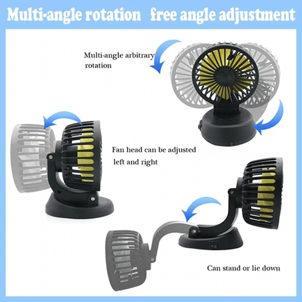 Portable Car Cooling Fan Multi Angle Rotatable with USB cable