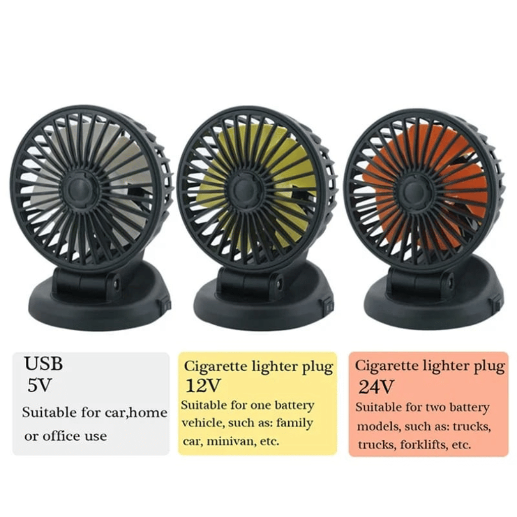 Portable Car Cooling Fan Multi Angle Rotatable with USB cable