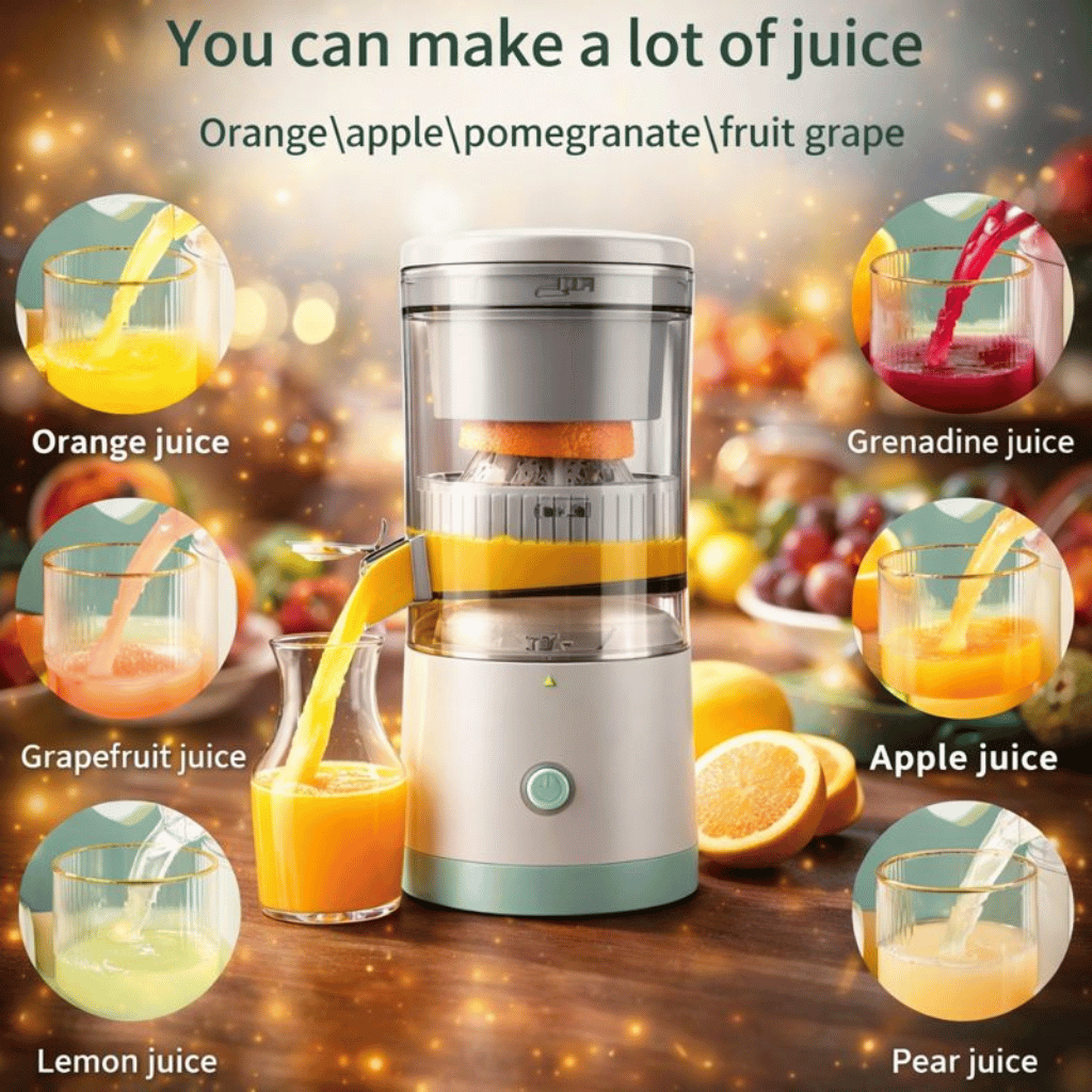 Portable Electric Citrus Juicer Hands-Rechargeable Orange Lemon Grapefruit  Easy to Clean Juicer Machine
