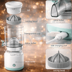 Portable Electric Citrus Juicer Hands-Rechargeable Orange Lemon Grapefruit  Easy to Clean Juicer Machine