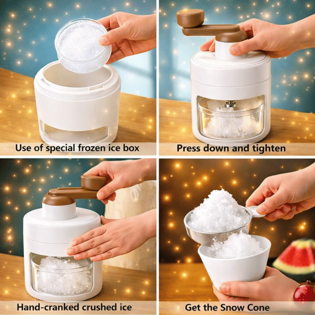 Portable Manual Ice Shaver Machine Hand-Crank Slushie Maker