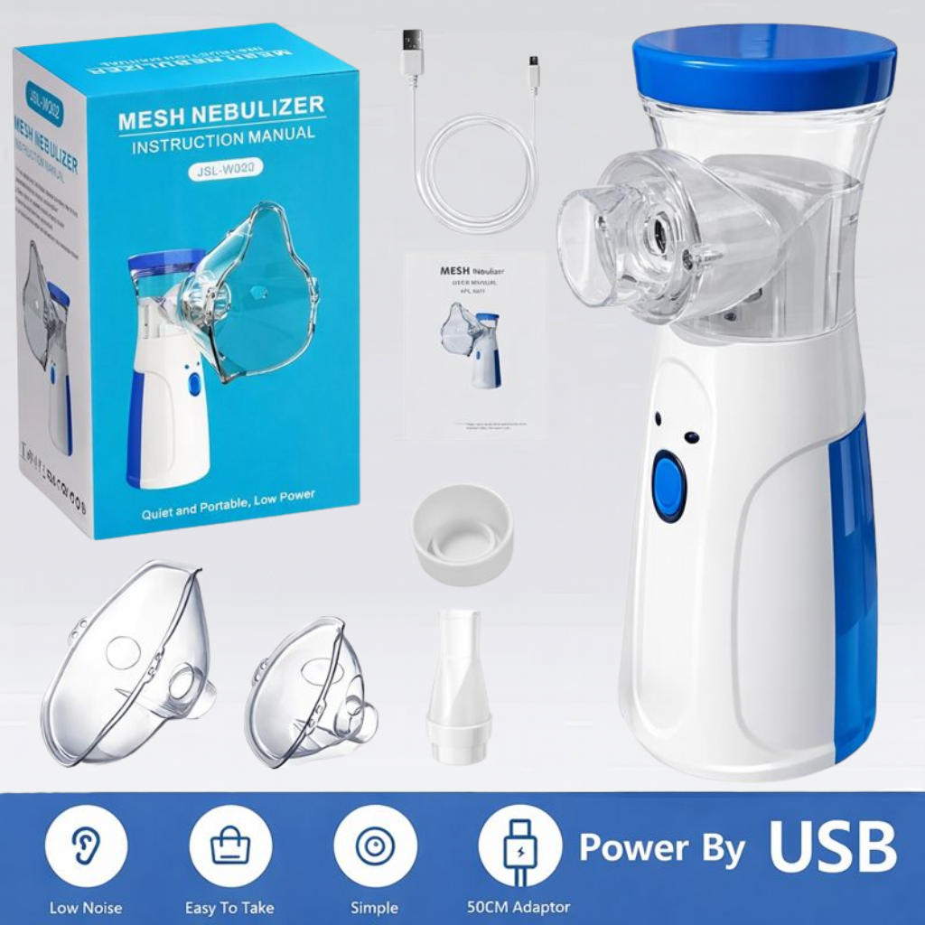 Portable Mesh Nebulizer USB & Battery Operated | Nebulizer Machine With Mask | Personal Inhaler for Efficient Respiratory Care