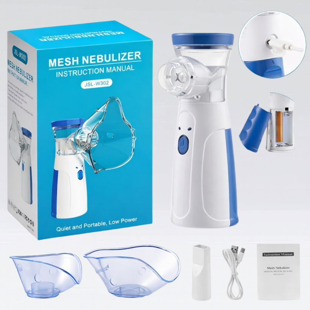 Portable Mesh Nebulizer USB & Battery Operated | Nebulizer Machine With Mask | Personal Inhaler for Efficient Respiratory Care