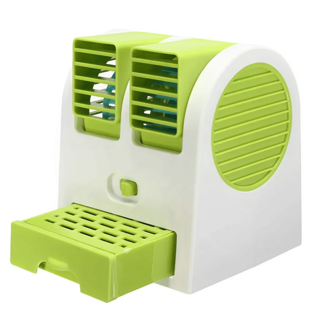 Portable Mini AC Air Cooler USB & Battery Operated Dual Blower with Ice Tray