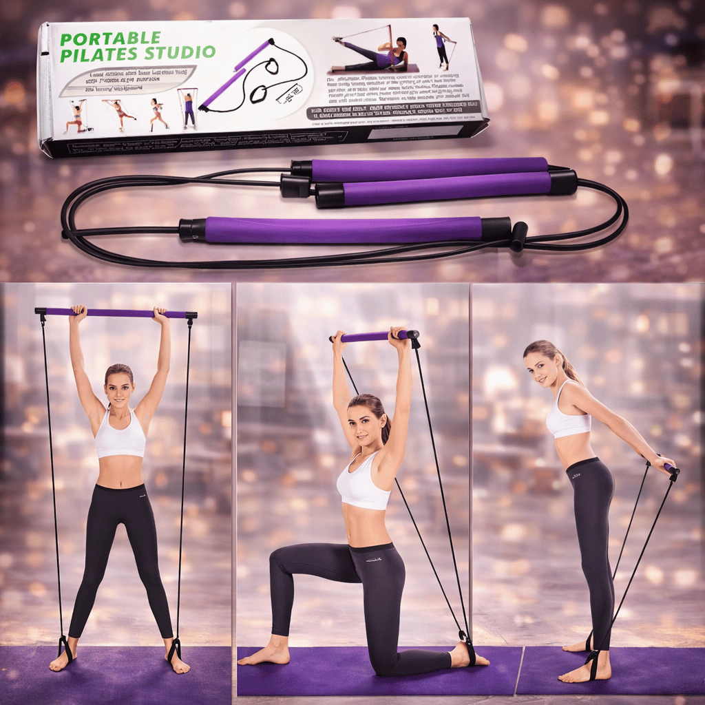 Portable Pilates Studio Yoga Exercise Resistance Band Elastic Home Pilates Bar Stick Fitness Rope(Random Colours)