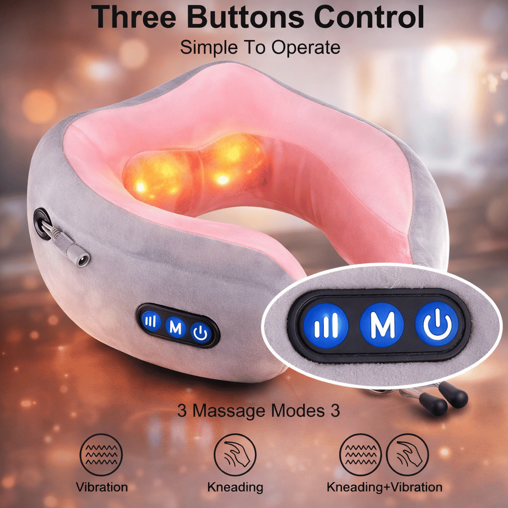 Portable Rechargeable U-Shaped Massager Pillow Car Cervical Massage Pillow