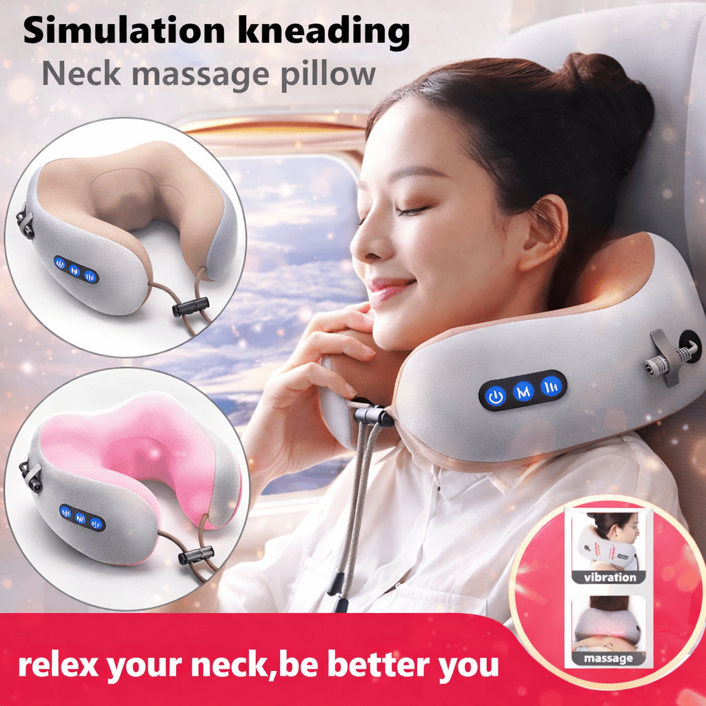 Portable Rechargeable U-Shaped Massager Pillow Car Cervical Massage Pillow