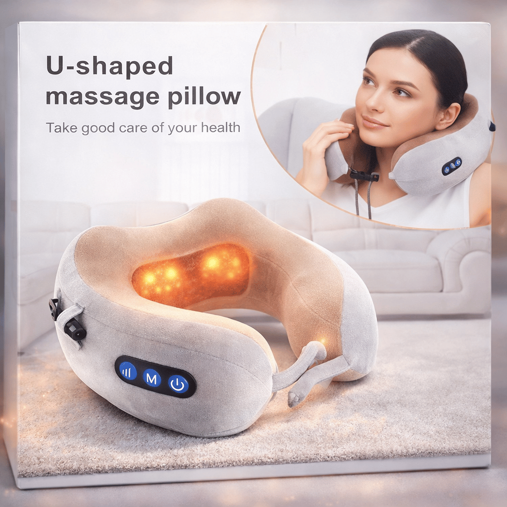Portable Rechargeable U-Shaped Massager Pillow Car Cervical Massage Pillow