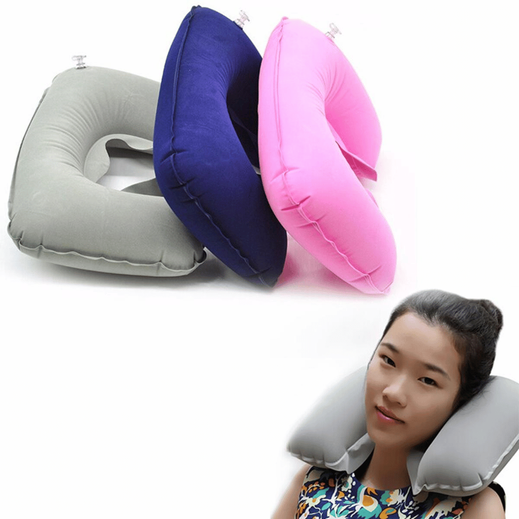 Portable U-Shape Inflatable Travel Pillow U Shape Car Head Rest Air Cushion