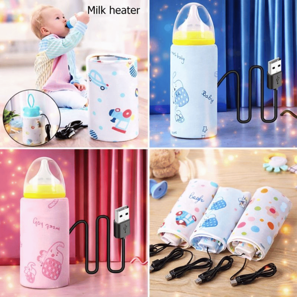 Portable USB Feeder Warmer Pouch | 42°C Constant Heating | Easy‑to‑Carry | Random Design