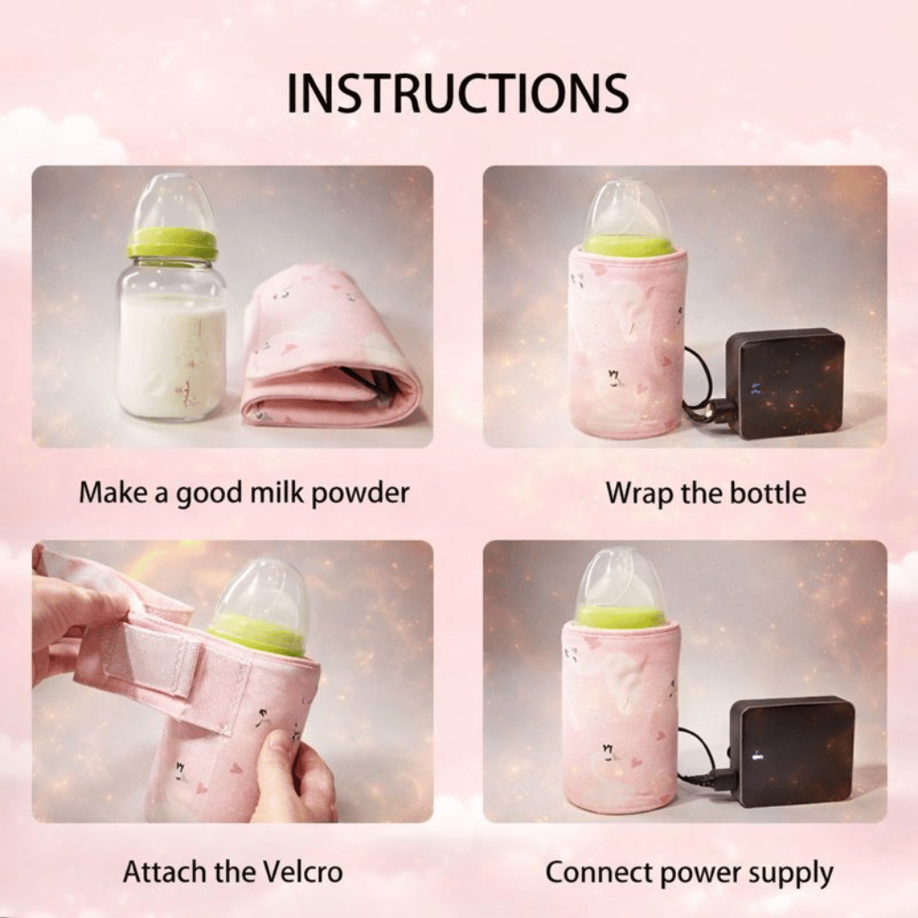 Portable USB Feeder Warmer Pouch | 42°C Constant Heating | Easy‑to‑Carry | Random Design