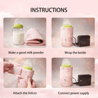 Portable USB Feeder Warmer Pouch | 42°C Constant Heating | Easy‑to‑Carry | Random Design