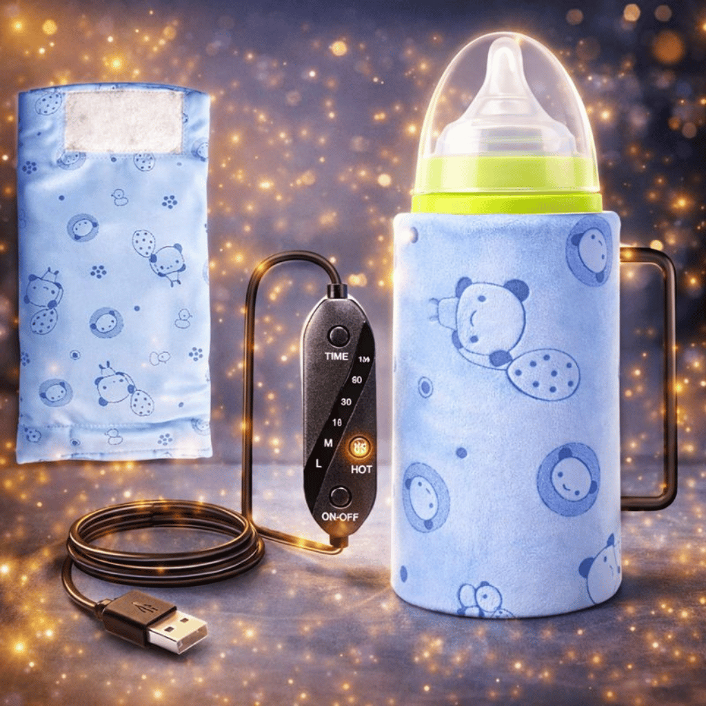 Portable USB Feeder Warmer Pouch | 42°C Constant Heating | Easy‑to‑Carry | Random Design