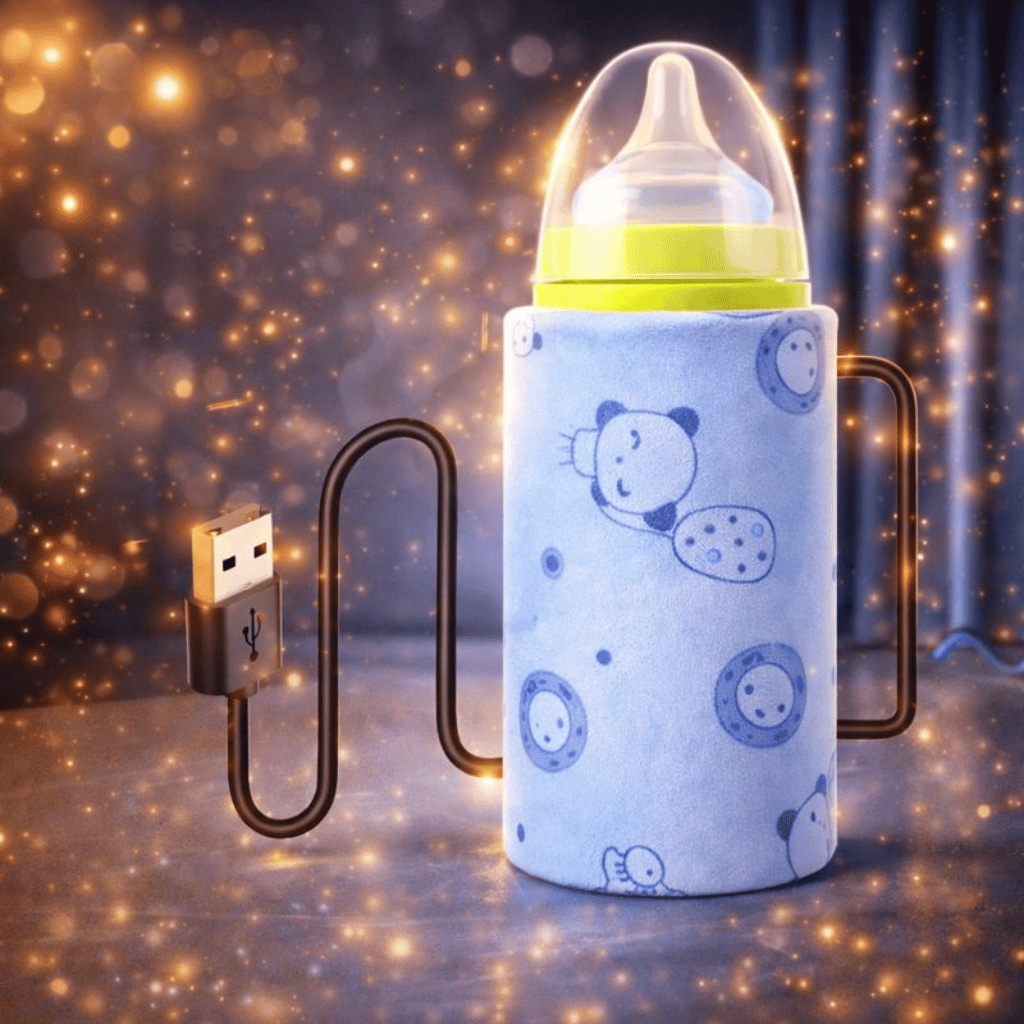 Portable USB Feeder Warmer Pouch | 42°C Constant Heating | Easy‑to‑Carry | Random Design