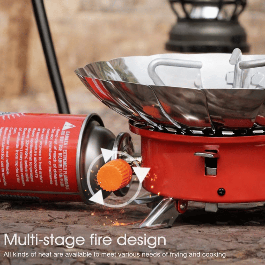 Portable Windproof Camping Stove (Without Gas Bottle) | Stainless Steel Outdoor Stove