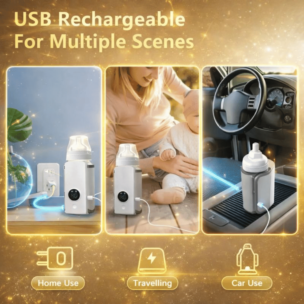 Portable Rechargeable Baby Feeder Warmer | Bottle Warmer – Mini & Travel-Friendly Milk Heater for Babies
