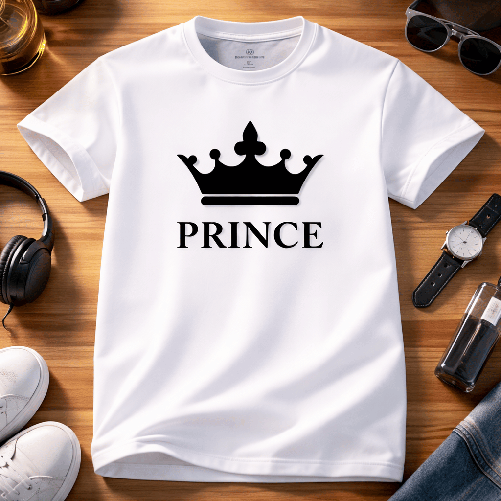 Princes Style White T-Shirt with Cute Design